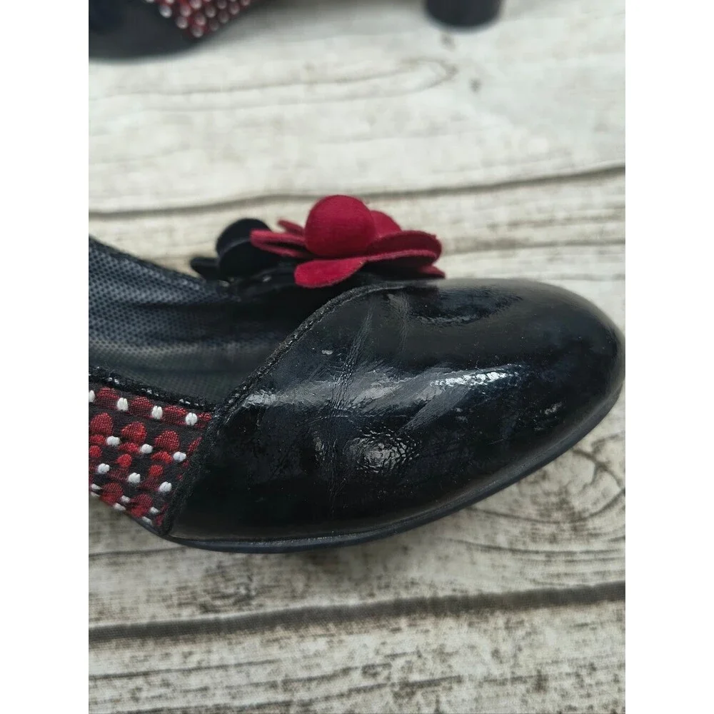 Ruby Shoo Freya Maryjane Pumps Black And Red Floral Women Size 39